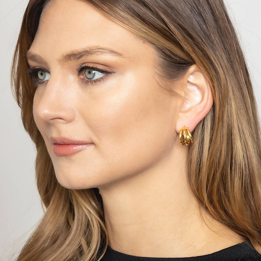 Gold Double Ring Hoops - Image 7
