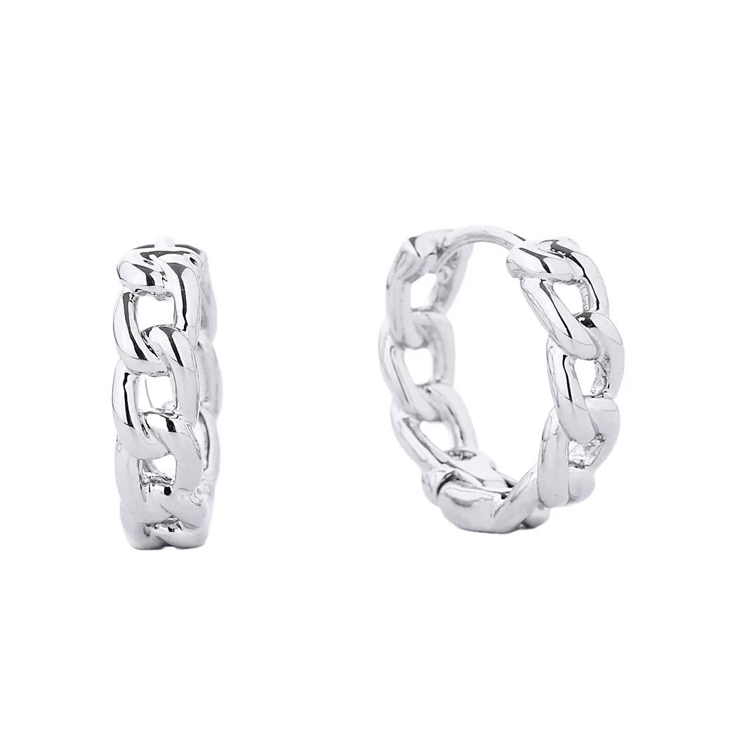 White Gold Mini Link Hoops