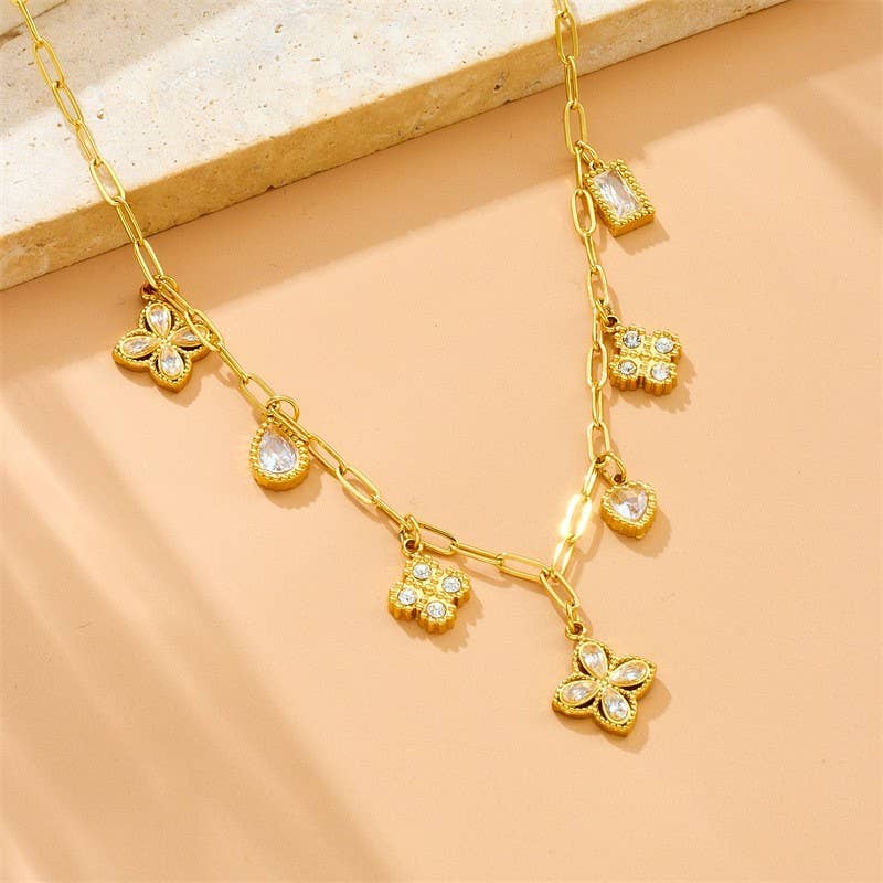 Cross Clover Charm Necklace
