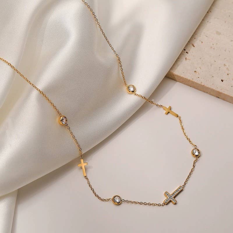 Luxe Cross Station Necklace - Image 3
