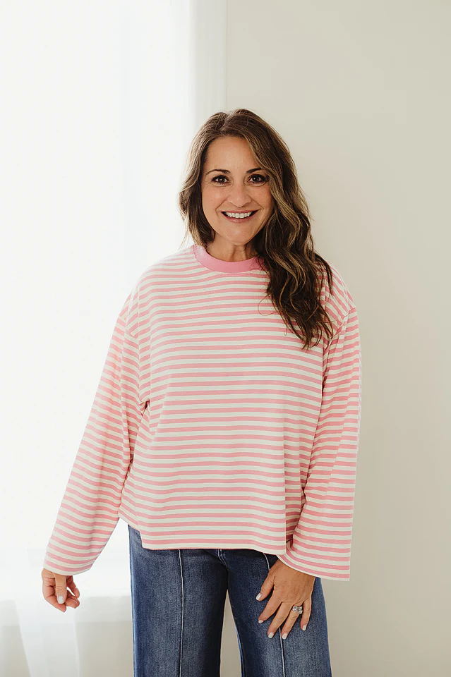 Pink Laidback Lines Pullover