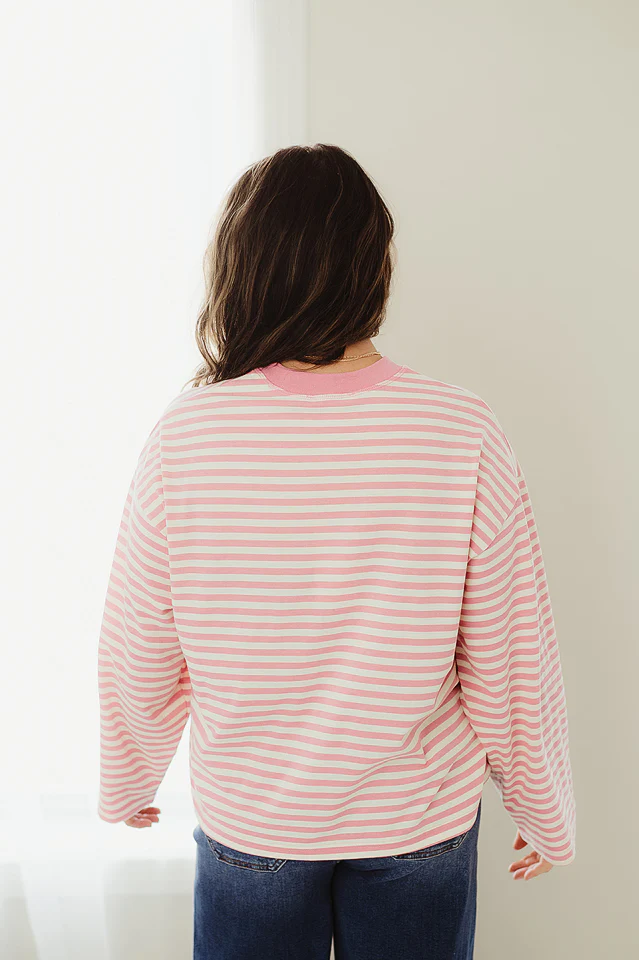 Pink Laidback Lines Pullover - Image 4