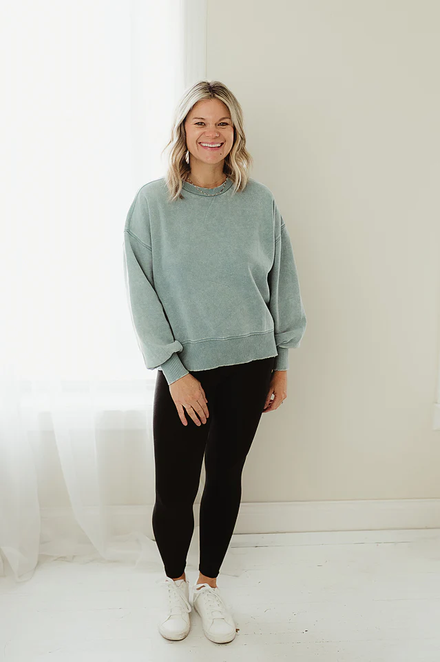 Ash Blue Acid Wash Fleece Oversized Pullover - Image 2