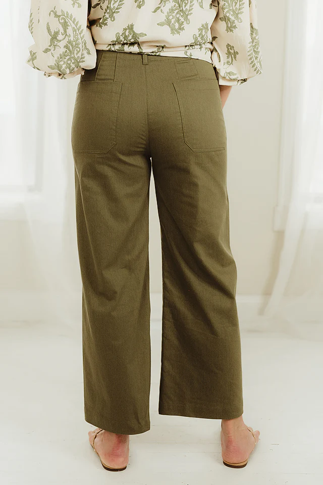 Olive Ankle Stretch Pants - Image 3