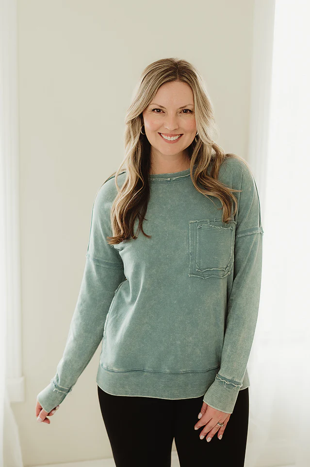 Ash Blue Raw Edge Pullover