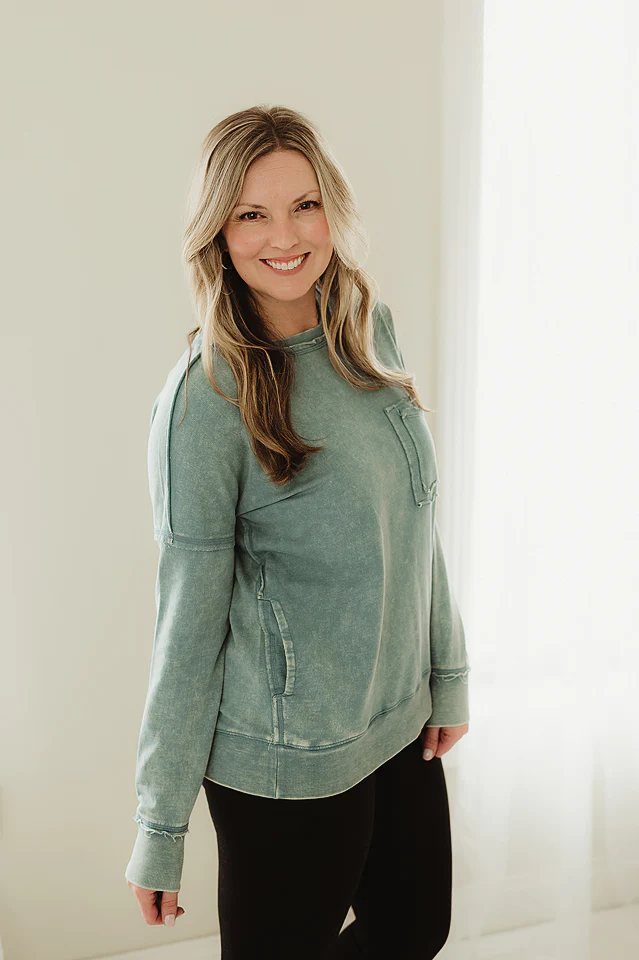 Ash Blue Raw Edge Pullover - Image 2