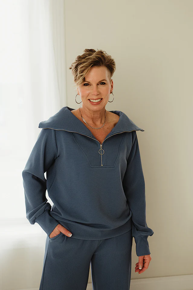 Dusty Blue Refined Comfort Ribbed Set - Image 2