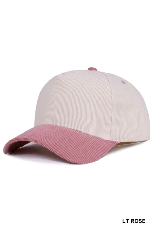 Light Rose Two Tone Corduroy Hat