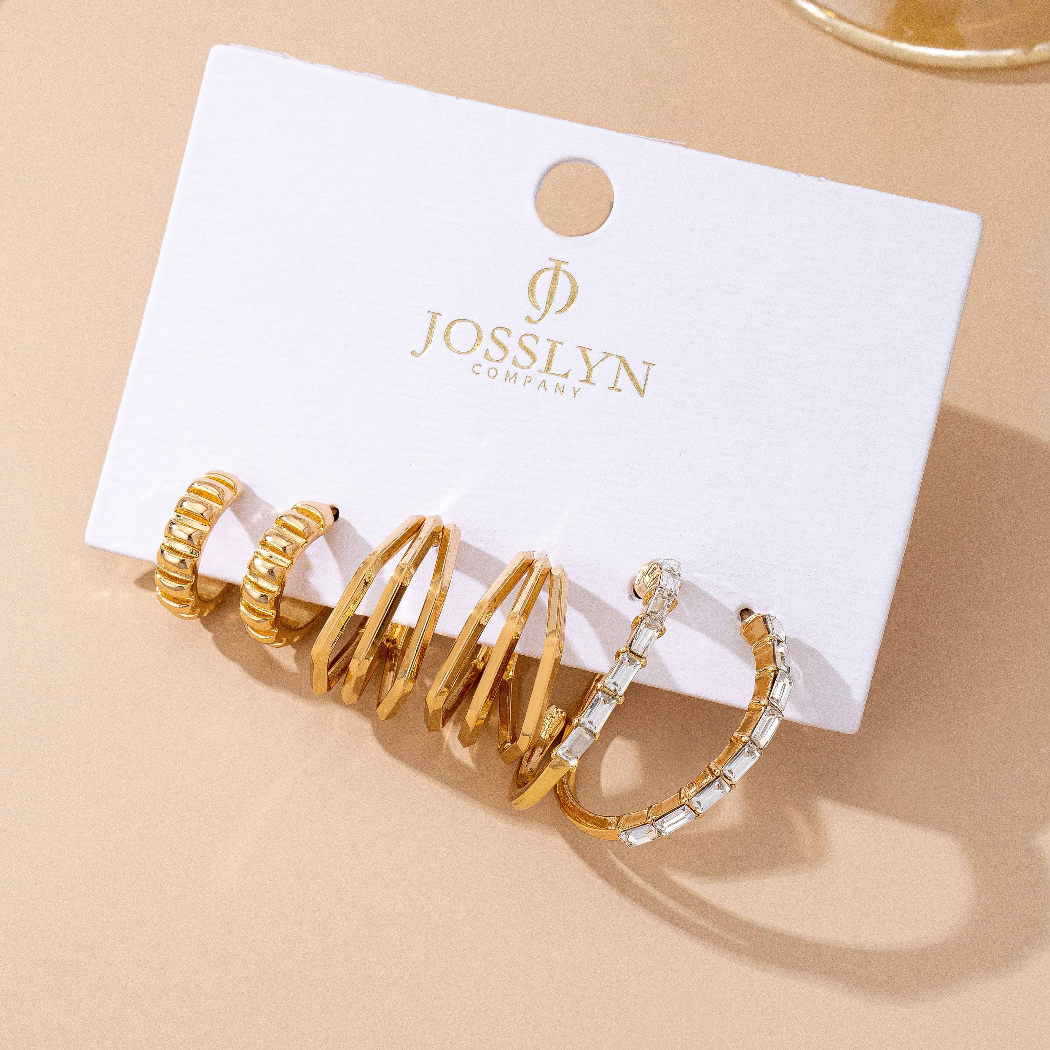 Hex & Crystal Earring Trio