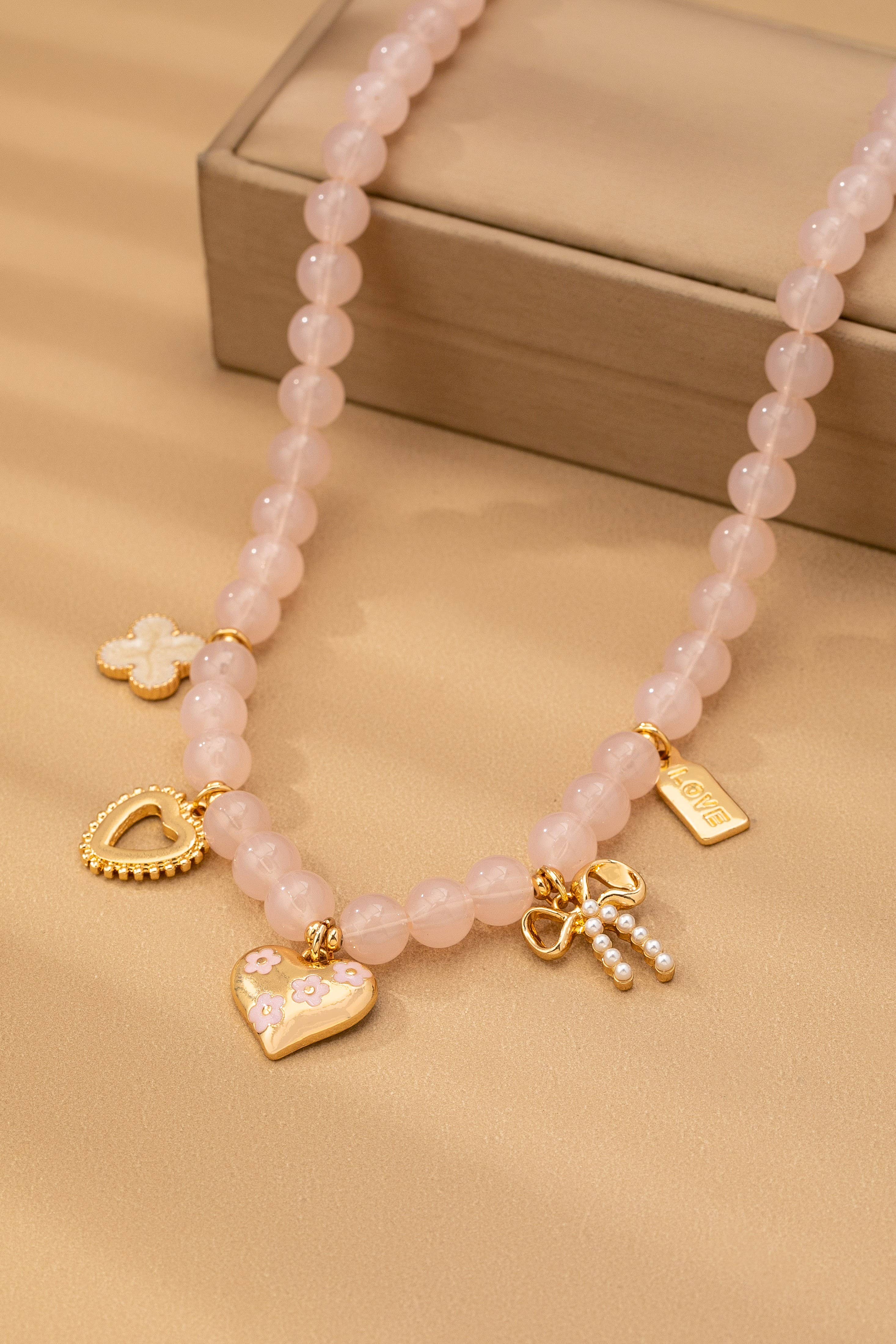 Beaded Charm Clover Necklace - Image 2