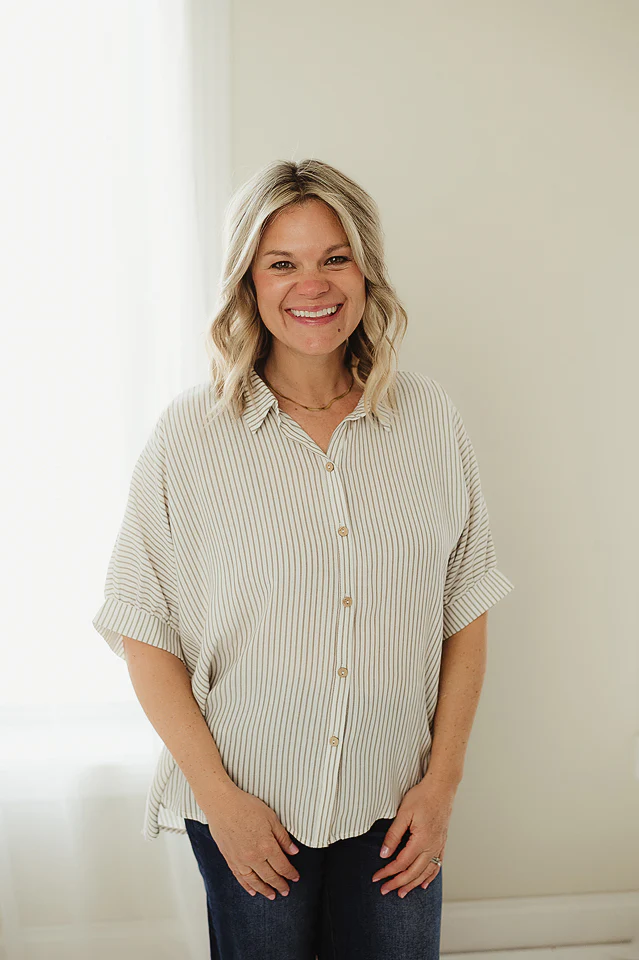 Taupe Stripe Edit Top