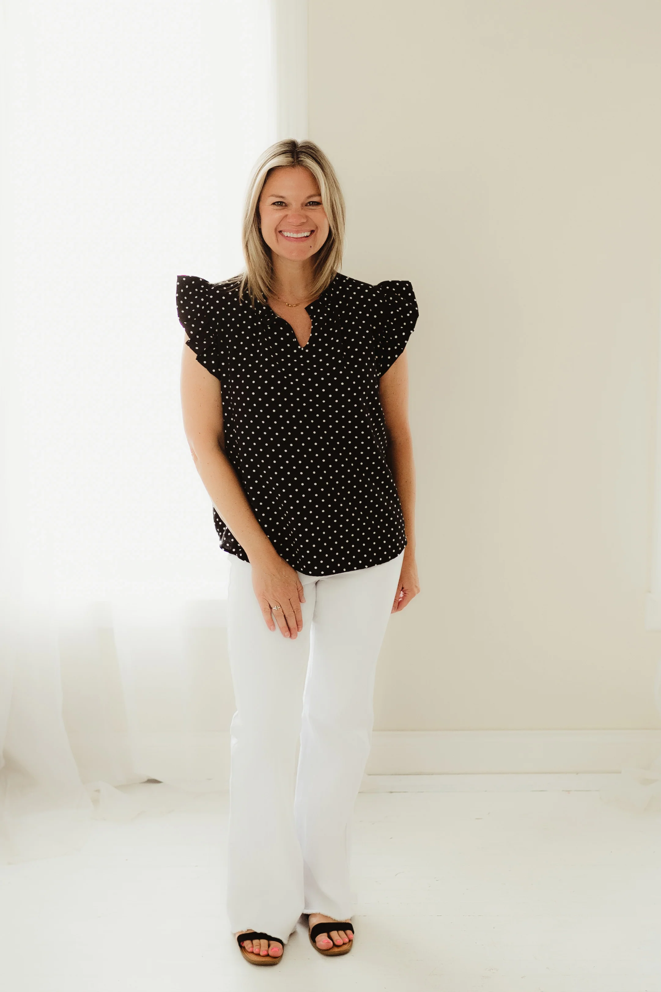 Black Ruffle Dot Top - Image 2