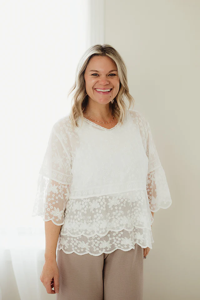 White Felicity Lace Tiered Blouse
