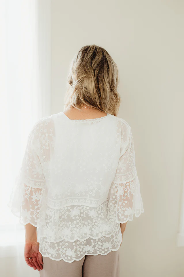 White Felicity Lace Tiered Blouse - Image 3
