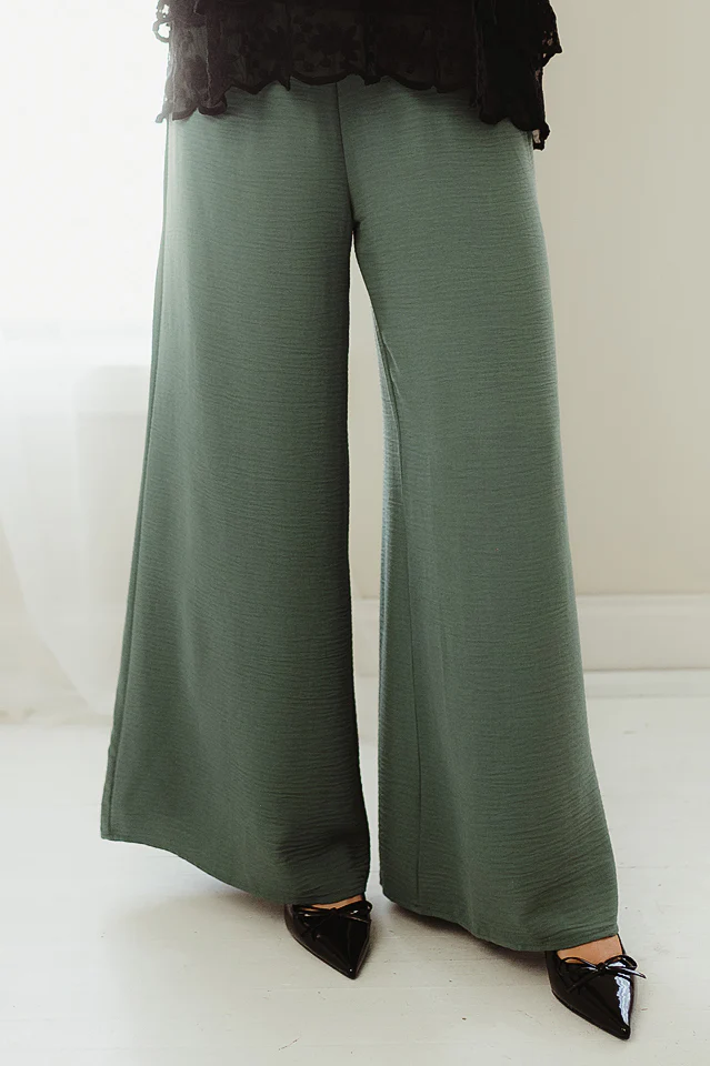Ash Jade Flowy Woven Wide Leg Pants