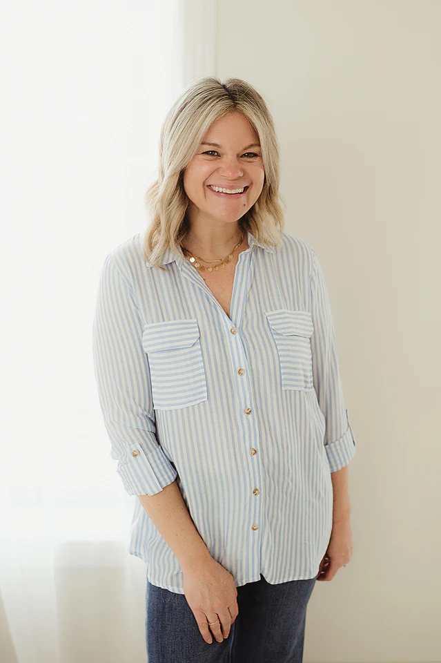 Blue Lightweight Striped Button Down