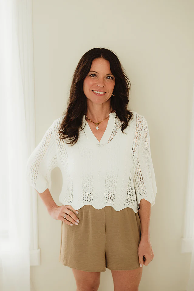 White Scallop Drift Top