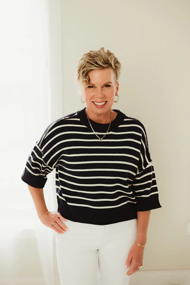 Navy & White Boardwalk Pullover