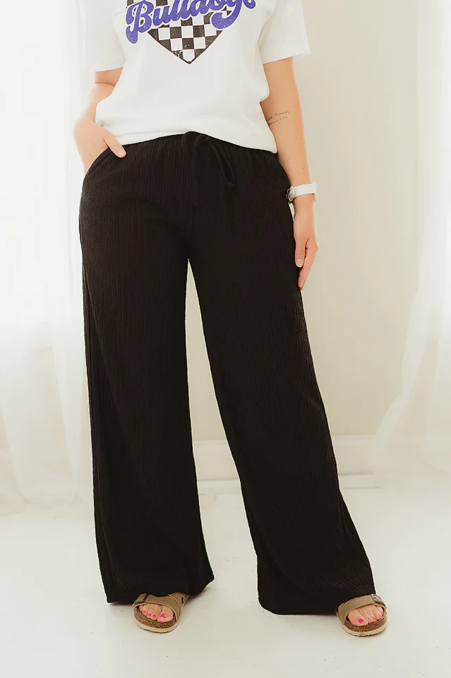 Black Bliss Textured Pants - Image 2