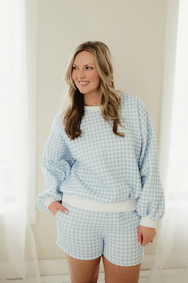Blue Gingham Lounge Set