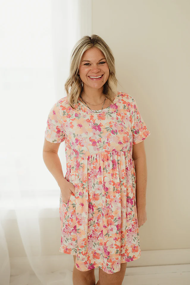 Peach Blossom Babydoll Dress