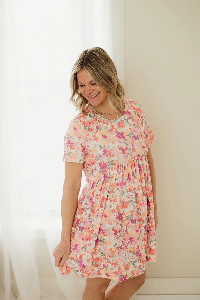 Peach Blossom Babydoll Dress - Image 3
