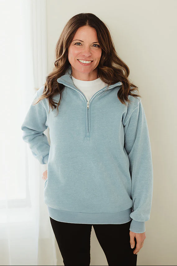 Light Blue Comfort Mock Pullover
