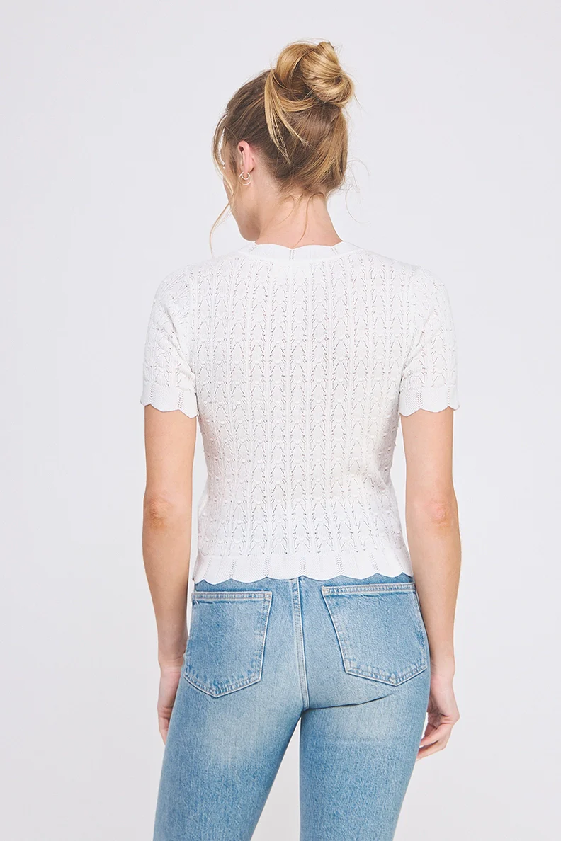 White Pointelle Knit Top - Image 2