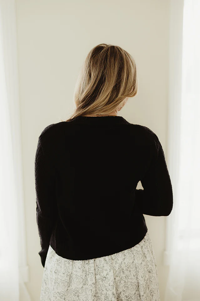 Buttoned Cable Knit Sweater - Image 3