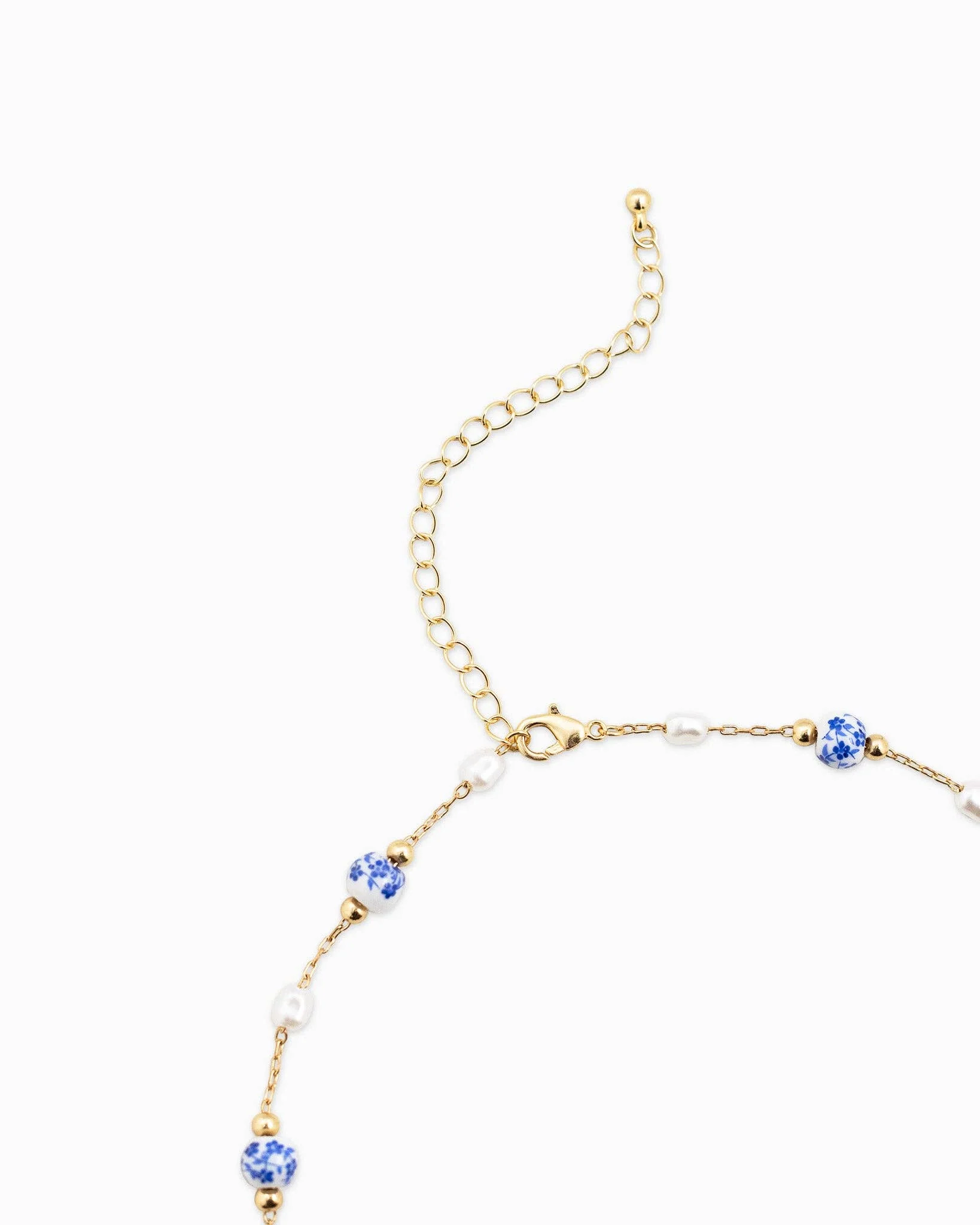 Ceramic Blue & Pearl Necklace - Image 3