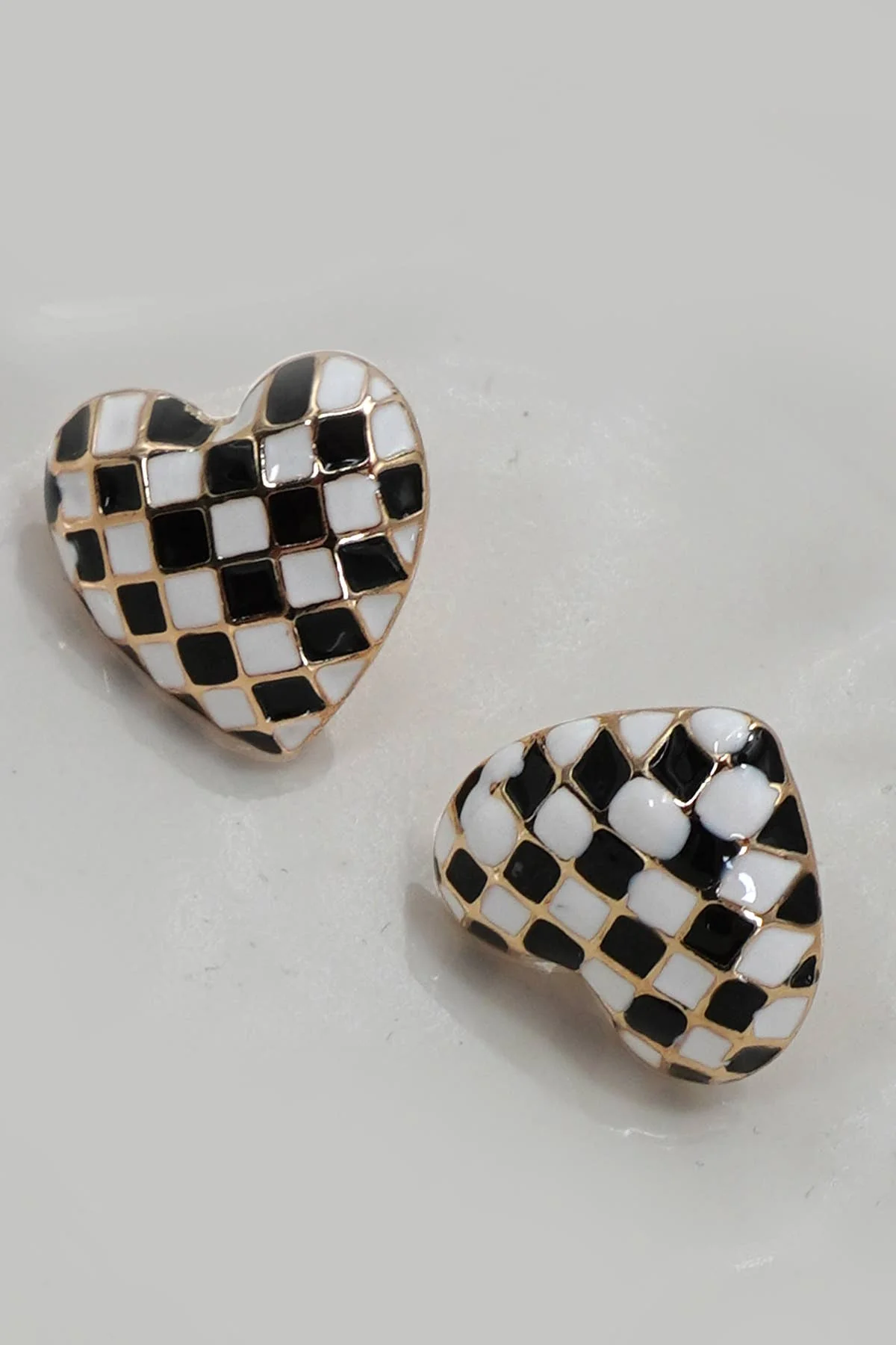 Checker Heart Earrings - Image 2