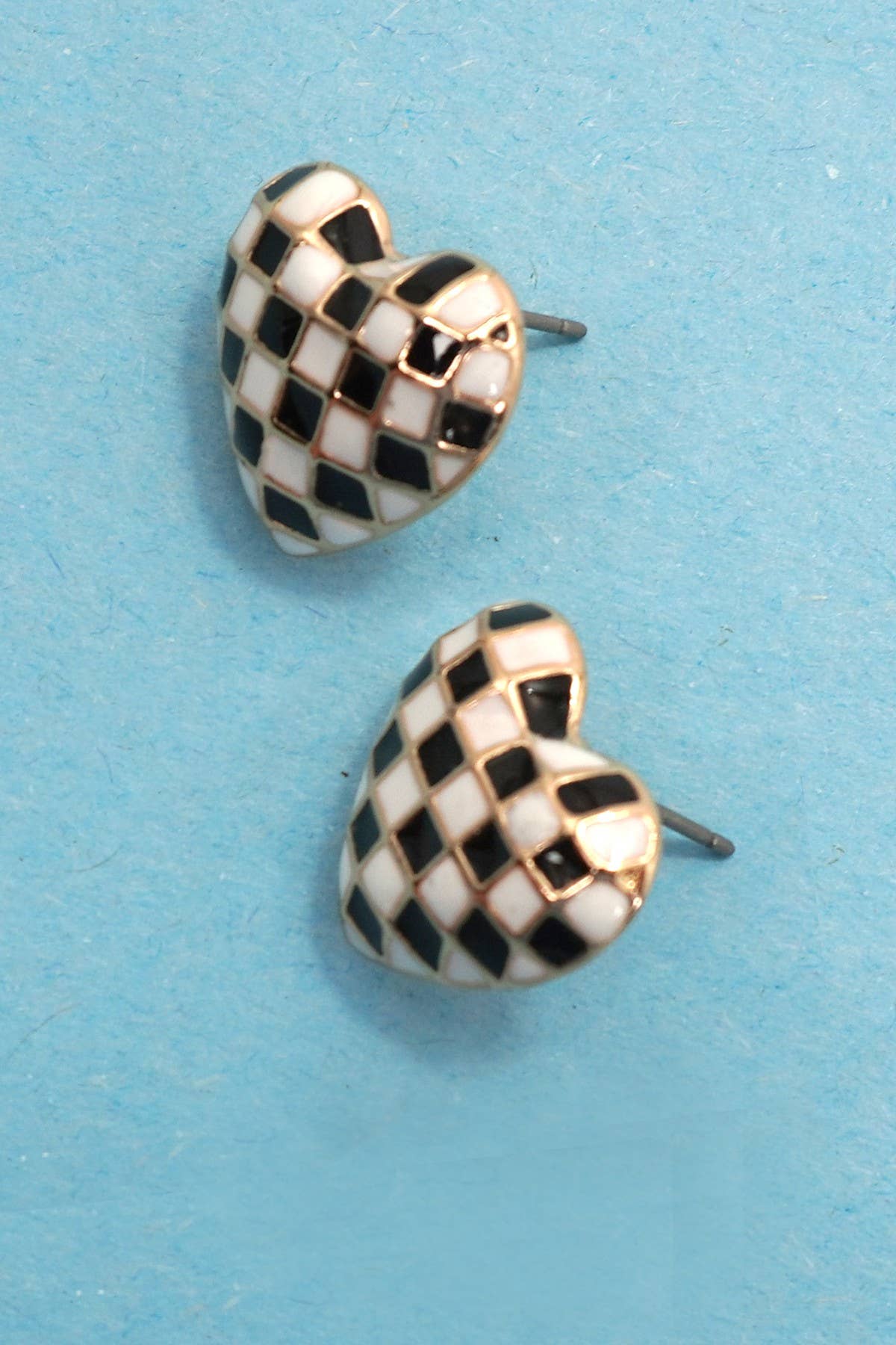 Checker Heart Earrings - Image 3