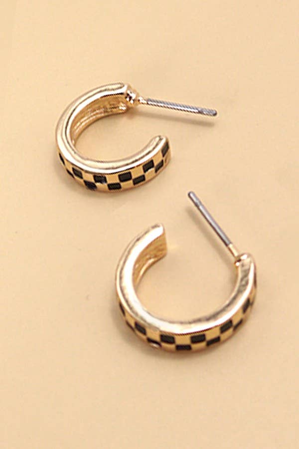 Checker Huggie Hoops - Image 2
