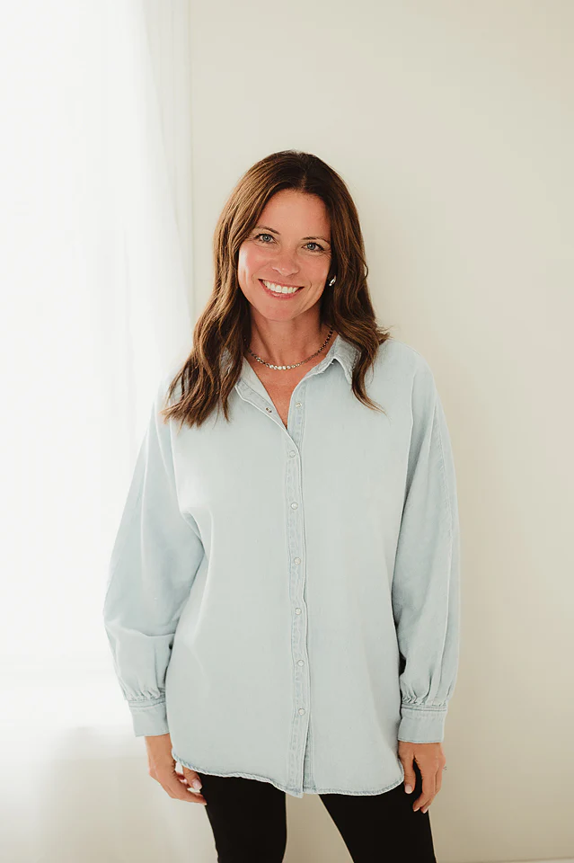 Claire Balloon Sleeve Denim Top