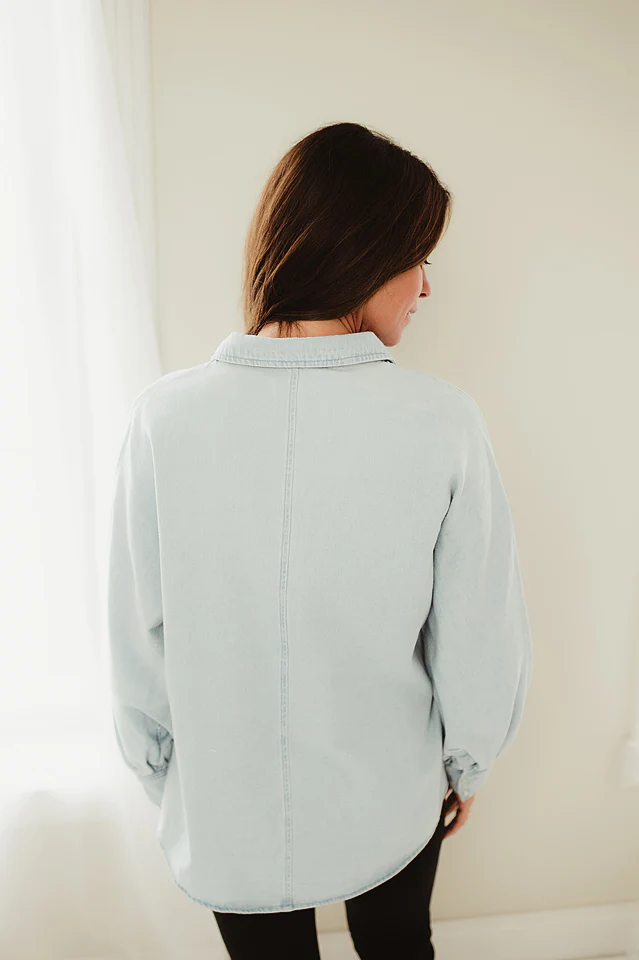 Claire Balloon Sleeve Denim Top - Image 3