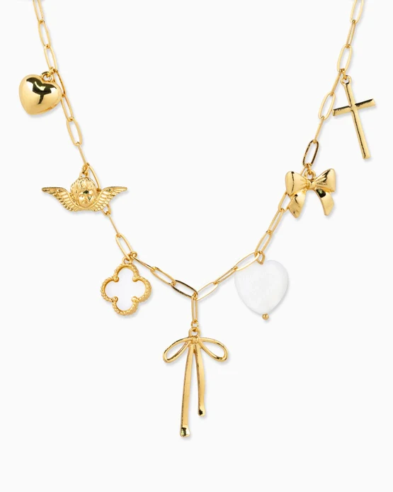 Bow 7 Charms Necklace