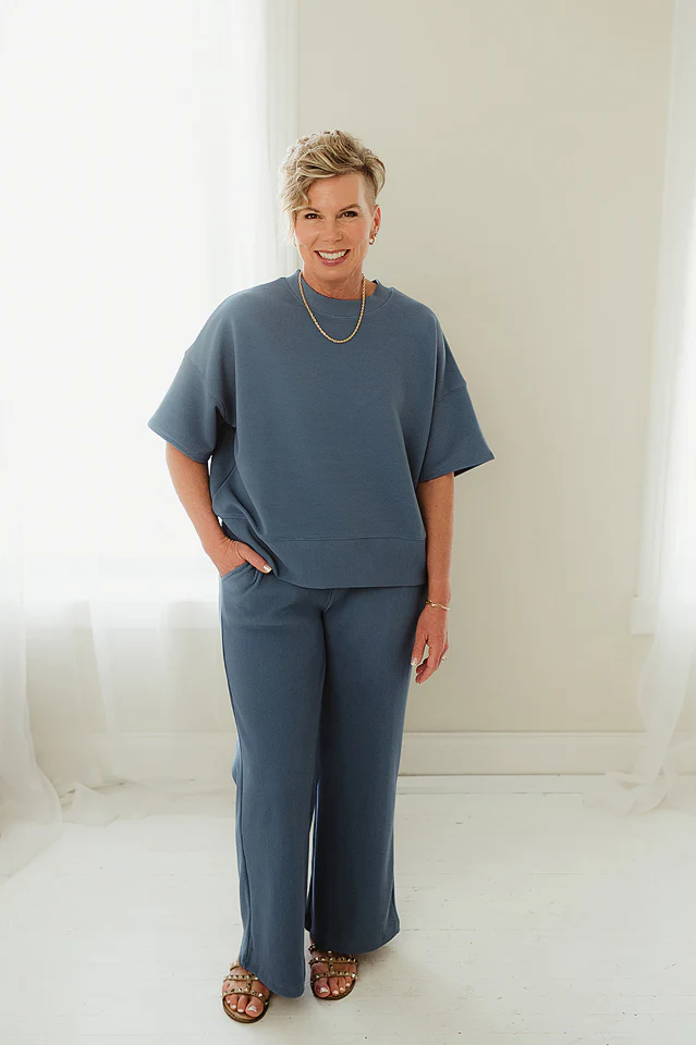 Dusty Blue Flow & Fit Ribbed Set