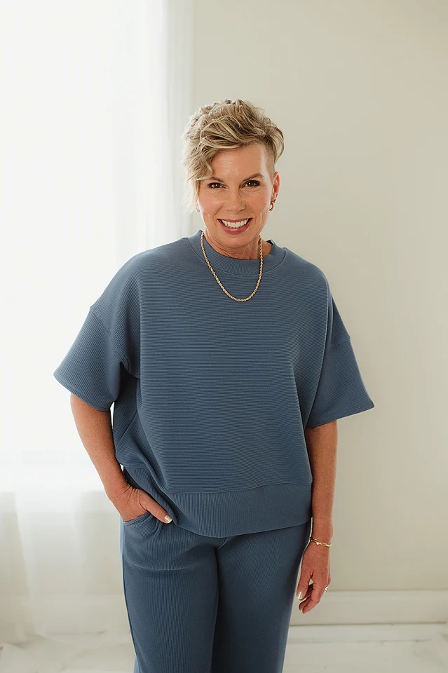 Dusty Blue Flow & Fit Ribbed Set - Image 2