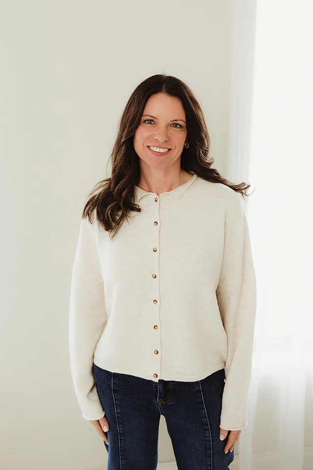 Heather Beige Poised Collared Cardigan