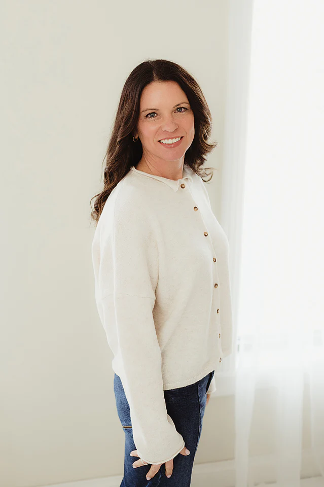 Heather Beige Poised Collared Cardigan - Image 3