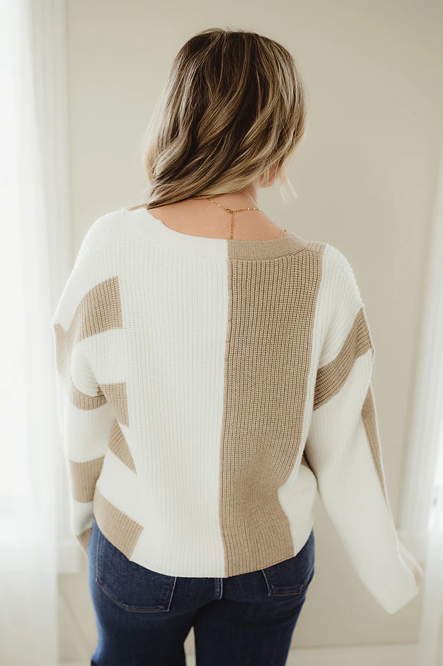 Taupe Color Block Button Down - Image 4