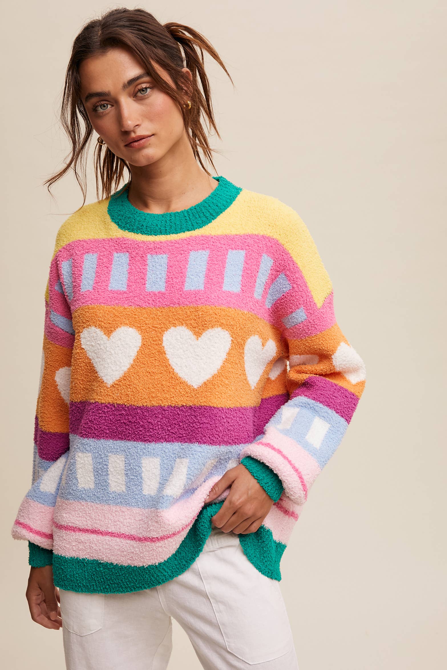 Colorful Heart Pattern Sweater {2 colors available}