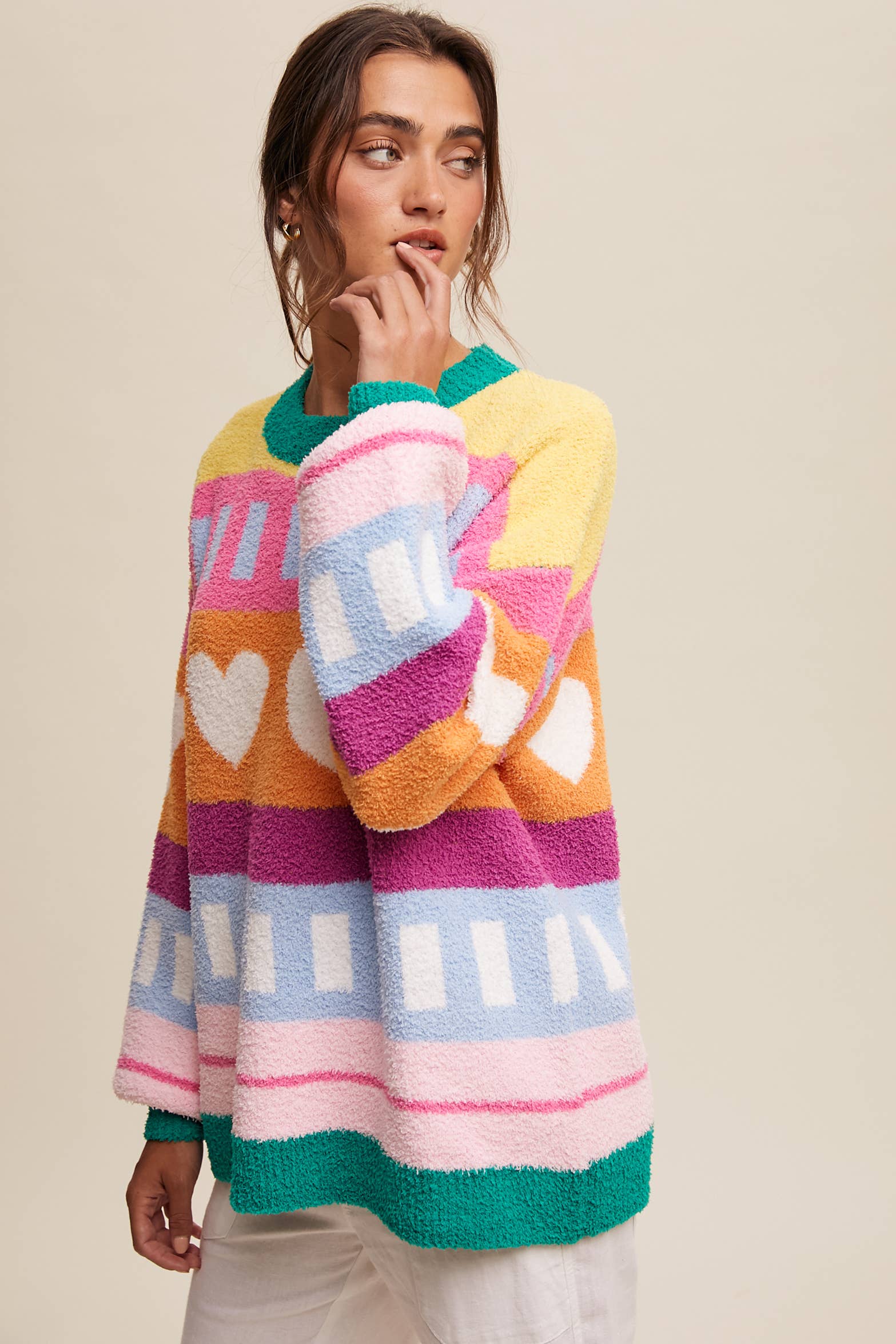 Colorful Heart Pattern Sweater {2 colors available} - Image 5