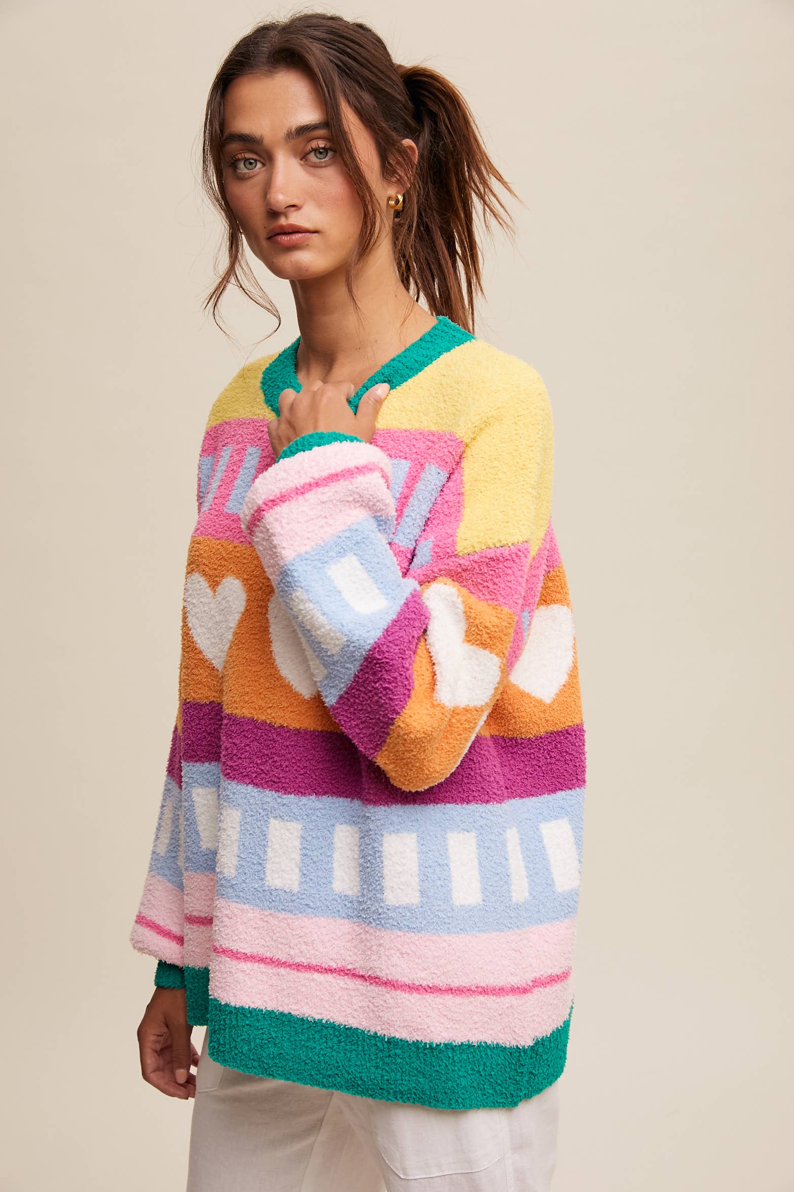 Colorful Heart Pattern Sweater {2 colors available} - Image 6