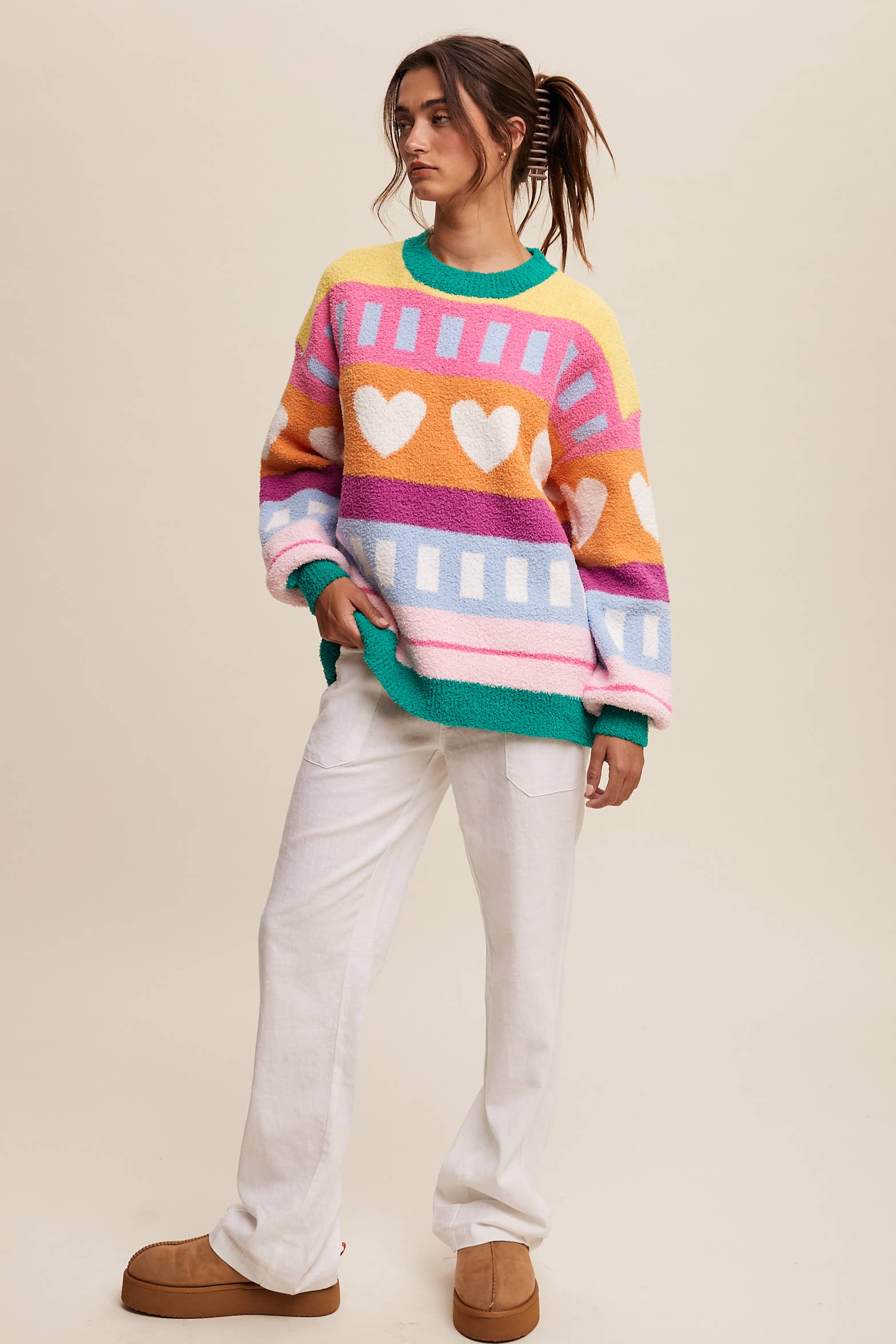 Colorful Heart Pattern Sweater {2 colors available} - Image 9