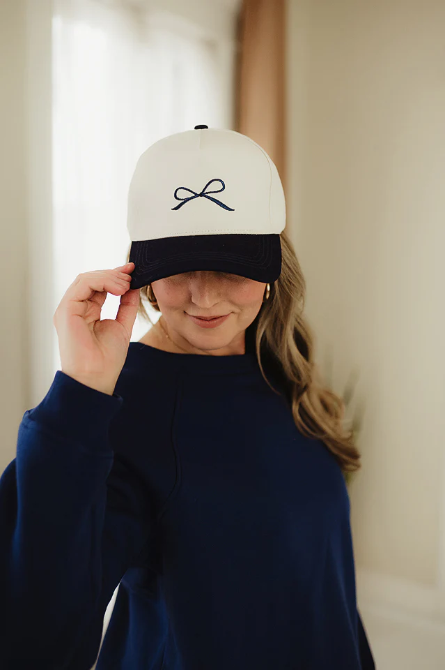 Navy Coquette Bow Cap