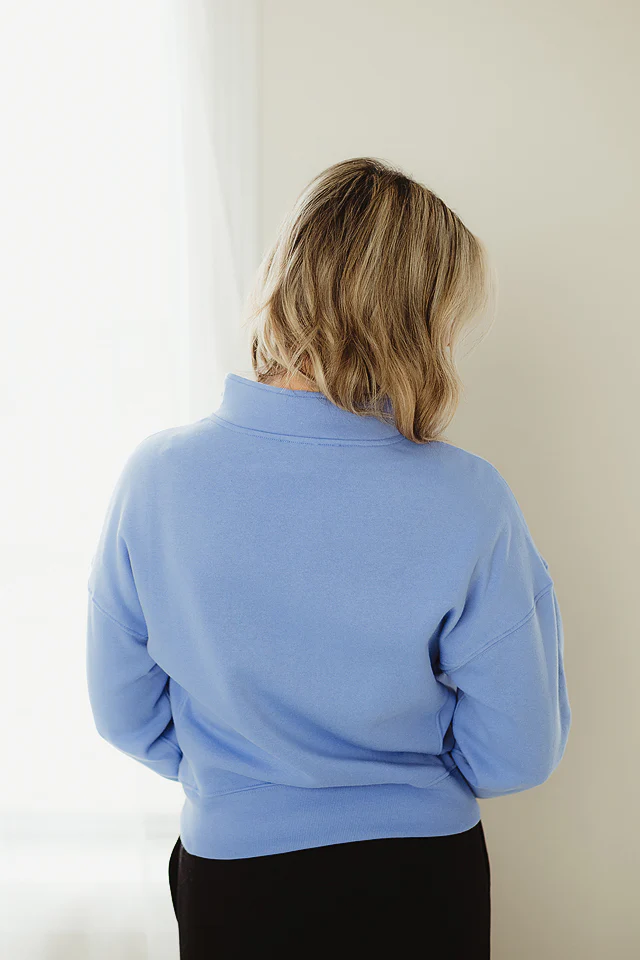 Cornflower Blue Weekend Fleece Half Zip - Image 4