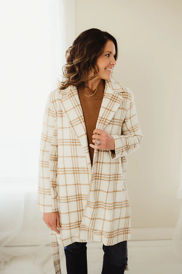 Cozy Open Plaid Coat