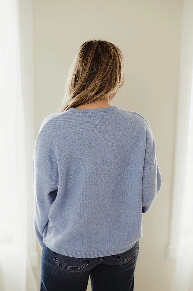 Light Blue Crew Neck Cardigan - Image 3