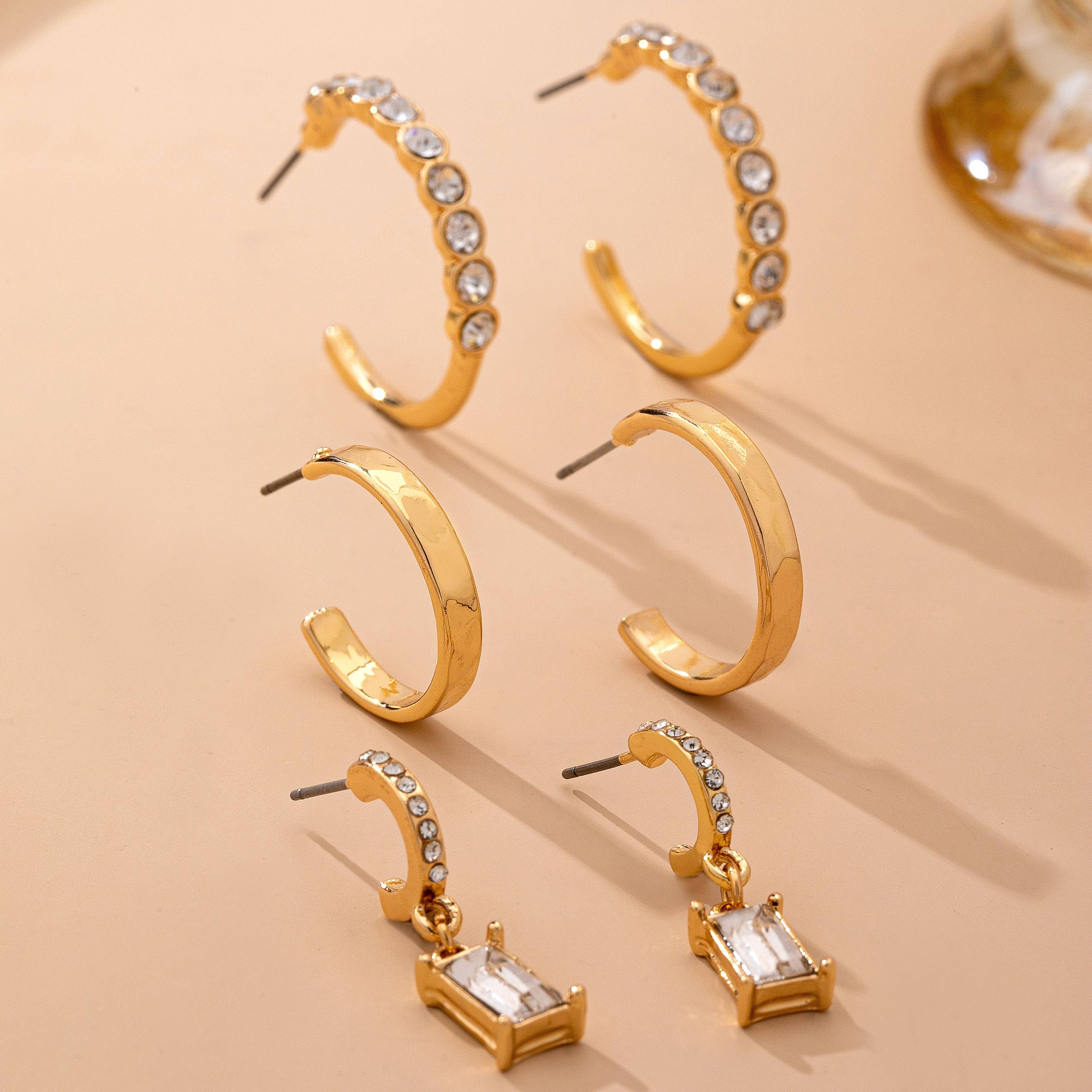 Crystal Gold Hoop Earring Set - Image 5